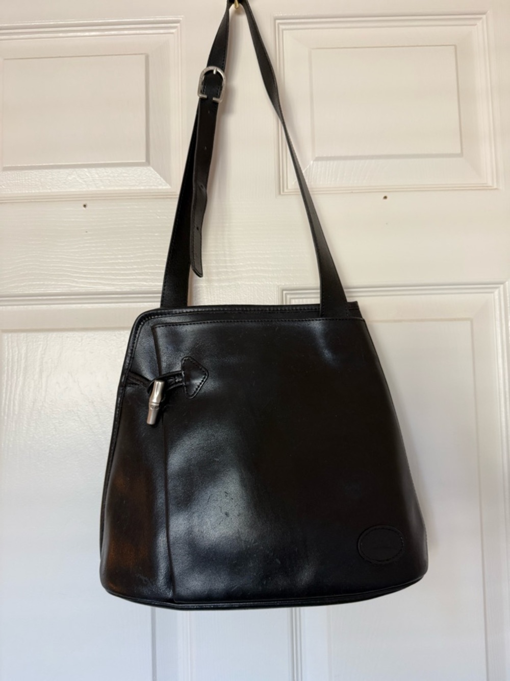 Longchamp Black Leather Shoulder Bag